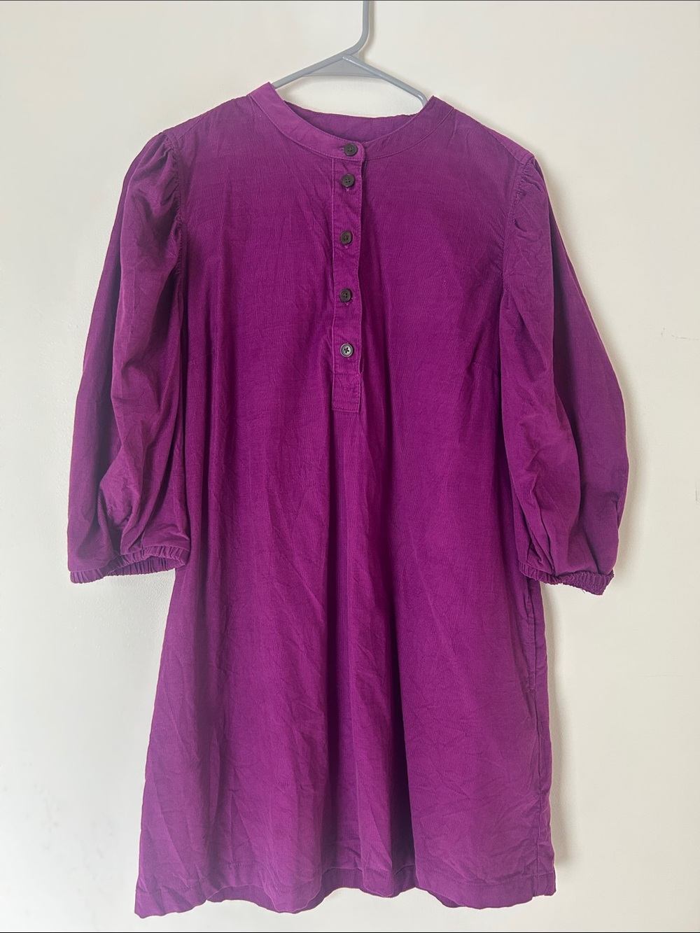 Ladies Purple Long-Sleeve Button Front Dress Top
